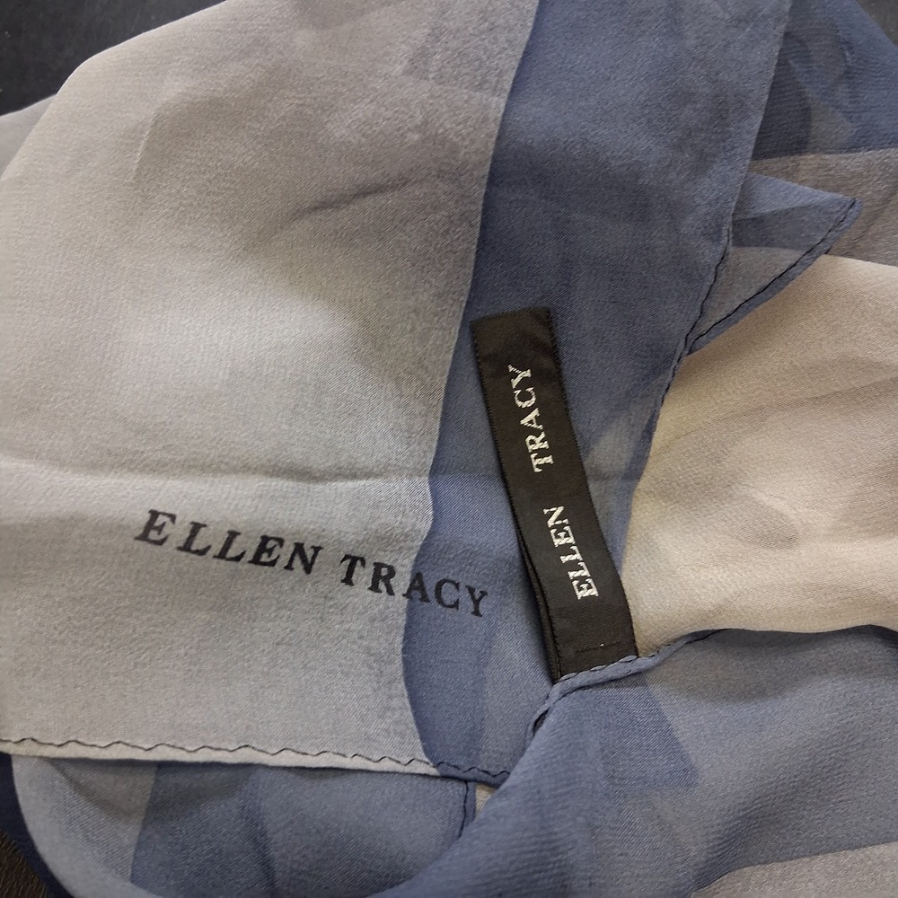 Vintage Ellen Tracy Women's Long  Blue Gradient Scarf